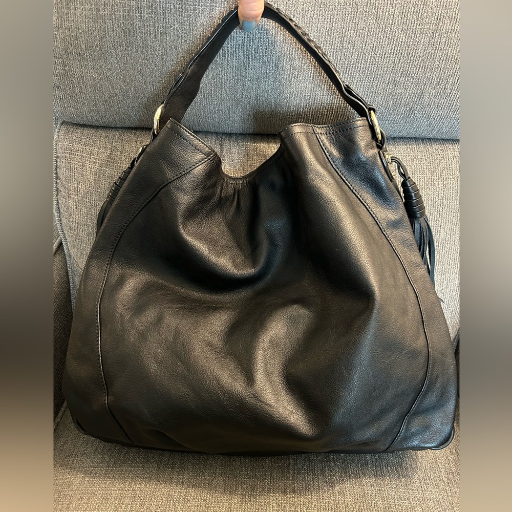 Guess by Marciano Black Leather Hobo Tote Bag